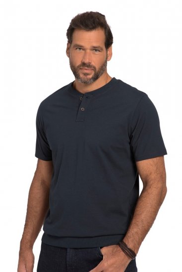JP1880 818628 Μπλούζα Henley σε γραμμή για κοιλιά Σκούρο μπλε - Μακό μπλουζάκια - Aνδρικά μπλουζεσ μεγάλα μεγέθη
