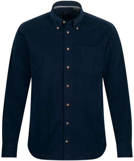 JP1880 Modern Fit Buttoned Collar Cotton Shirt Navy Blue - Πουκάμισα - Aνδρικά πουκαμισα μεγαλα μεγάλα μεγέθη