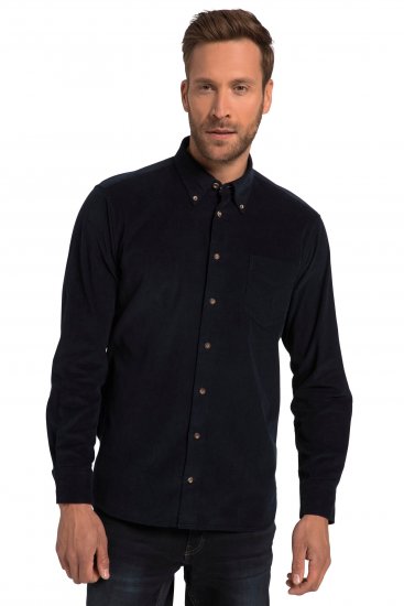 JP1880 Modern Fit Buttoned Collar Cotton Shirt Navy Blue - Πουκάμισα - Aνδρικά πουκαμισα μεγαλα μεγάλα μεγέθη