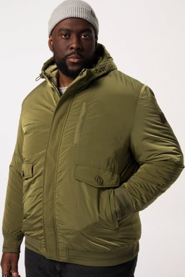 STHUGE Bomber Jacket With Hood Green - Μπουφάν - Aνδρικά μπουφαν μεγάλα μεγέθη