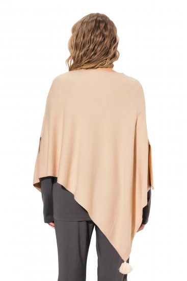 Ulla Popken Knit Pointed Hem Poncho Nature Melange - φούτερ/Φούτερ με κουκούλα - 