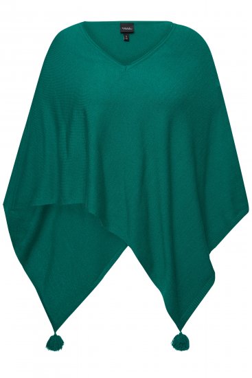 Ulla Popken Knit Pointed Hem Poncho Emerald Green - φούτερ/Φούτερ με κουκούλα - 
