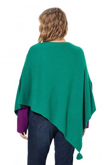 Ulla Popken Knit Pointed Hem Poncho Emerald Green - φούτερ/Φούτερ με κουκούλα - 