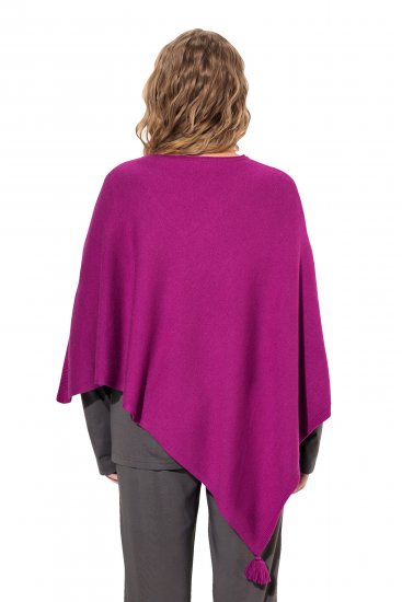 Ulla Popken Knit Pointed Hem Poncho Berry - φούτερ/Φούτερ με κουκούλα - 