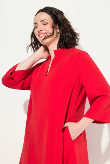 Ulla Popken 823290 Φόρεμα σε γραμμή Α με τσέπες Κόκκινο - Μίντι φορέματα - Γυναικεία Midi Φορέματα σε Μεγάλα Μεγέθη