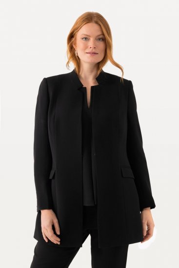 Ulla Popken 823318 Σακάκι με όρθιο γιακά Μαύρο - Μπλέιζερ - Σακάκια σε Μεγάλα Μεγέθη για Γυναίκες