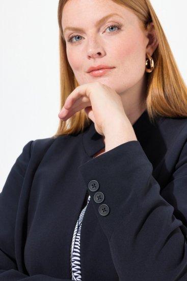 Ulla Popken 823318 Σακάκι με όρθιο γιακά Σκούρο μπλε - Μπλέιζερ - Σακάκια σε Μεγάλα Μεγέθη για Γυναίκες
