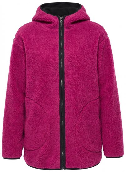 Ulla Popken 823371 Μπουφάν teddy με κουκούλα και καπιτονέ τσέπες Φούξια - Ρούχα φλις - 