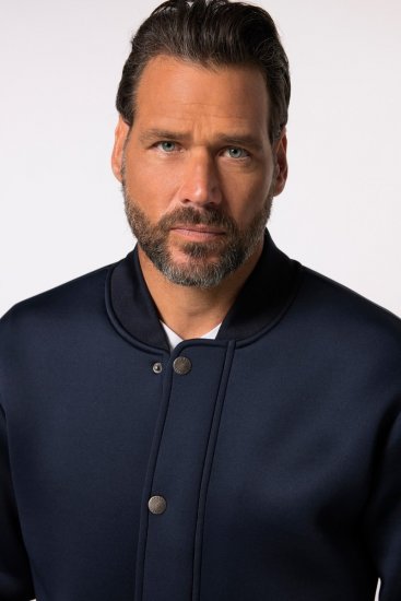 JP1880 College Jacket Scuba Fabric with Zipper Navy - Μπουφάν - Aνδρικά μπουφαν μεγάλα μεγέθη
