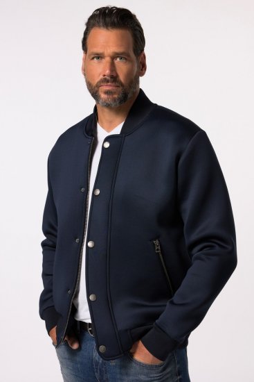 JP1880 College Jacket Scuba Fabric with Zipper Navy - Μπουφάν - Aνδρικά μπουφαν μεγάλα μεγέθη