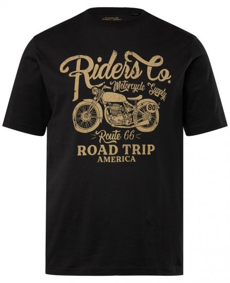 JP1880 T-Shirt Motorcycle Print Black - Μακό μπλουζάκια - Aνδρικά μπλουζεσ μεγάλα μεγέθη