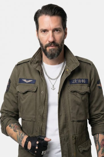JP1880 Field Jacket with Badges Vintage Look TALL Moss Green - TALL Μπουφάν - Μπουφάν TALL για Ψηλούς Άνδρες