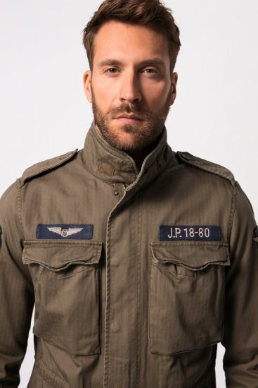 JP1880 Field Jacket with Badges Vintage Look TALL Moss Green - TALL Μπουφάν - Μπουφάν TALL για Ψηλούς Άνδρες