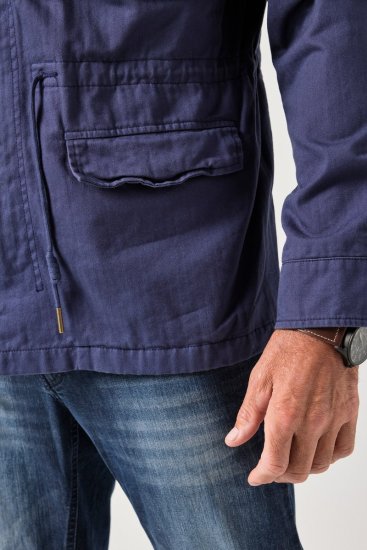 JP1880 Field Jacket with Badges Vintage Look Light Azure Blue - Μπουφάν - Aνδρικά μπουφαν μεγάλα μεγέθη