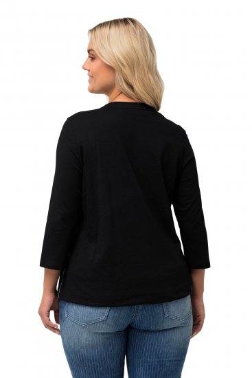 Ulla Popken Horticultural Graphic Floral Tee Black - Τυπωμένα T-shirts για γυναίκες - 