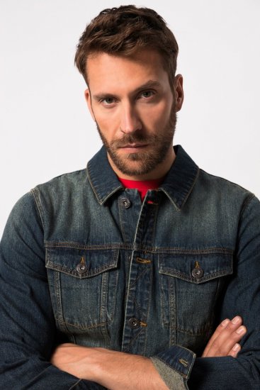 JP1880 Denim Jacket Dark Blue Denim - Μπουφάν - Aνδρικά μπουφαν μεγάλα μεγέθη