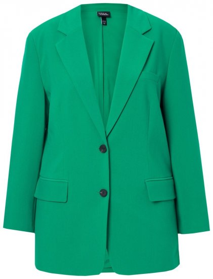 Ulla Popken 826487 Oversized σακάκι με τσέπες με καπάκι Σμαραγδί - Μπλέιζερ - Σακάκια σε Μεγάλα Μεγέθη για Γυναίκες