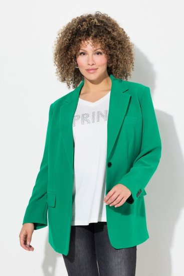 Ulla Popken 826487 Oversized σακάκι με τσέπες με καπάκι Σμαραγδί - Μπλέιζερ - Σακάκια σε Μεγάλα Μεγέθη για Γυναίκες