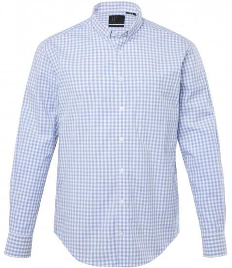 JP1880 Modern Fit Button-Down Collar Long Sleeve Check Shirt Light Blue - Πουκάμισα - Aνδρικά πουκαμισα μεγαλα μεγάλα μεγέθη