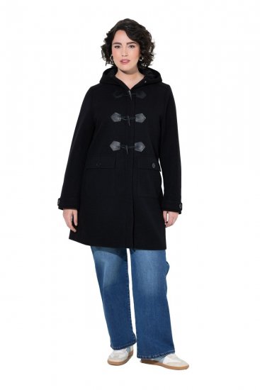 Ulla Popken 829347 Παλτό duffle Μαύρο - Παλτό - Γυναικεία Παλτό σε Μεγάλα Μεγέθη