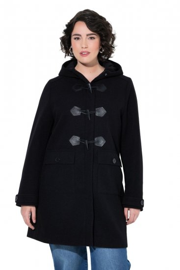 Ulla Popken 829347 Παλτό duffle Μαύρο - Παλτό - Γυναικεία Παλτό σε Μεγάλα Μεγέθη