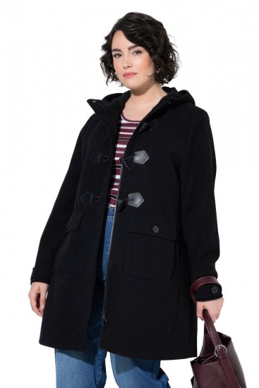 Ulla Popken 829347 Παλτό duffle Μαύρο - Παλτό - Γυναικεία Παλτό σε Μεγάλα Μεγέθη