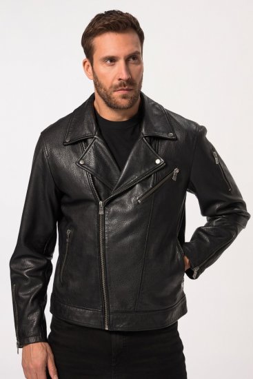 JP1880 830586 Μπουφάν biker από nappa αρνιού Μαύρο - Μπουφάν - Aνδρικά μπουφαν μεγάλα μεγέθη