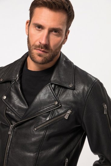 JP1880 830586 Μπουφάν biker από nappa αρνιού Μαύρο - Μπουφάν - Aνδρικά μπουφαν μεγάλα μεγέθη