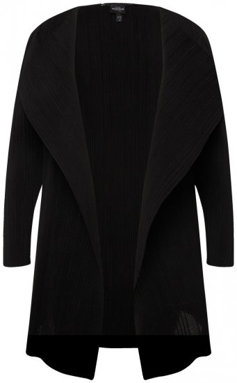 Ulla Popken 830749 Ανοιχτό πλισέ σακάκι με φαρδιά πέτα Μαύρο - Μπλέιζερ - Σακάκια σε Μεγάλα Μεγέθη για Γυναίκες