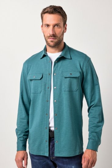 JP1880 Jersey Shirt Long Sleeve Modern Fit Blue - Πουκάμισα - Aνδρικά πουκαμισα μεγαλα μεγάλα μεγέθη