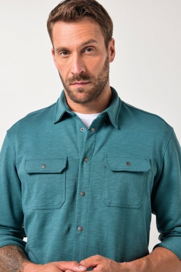 JP1880 Jersey Shirt Long Sleeve Modern Fit Blue - Πουκάμισα - Aνδρικά πουκαμισα μεγαλα μεγάλα μεγέθη