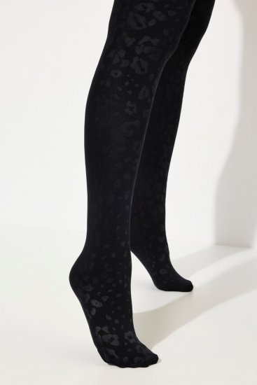 Ulla Popken 833809 Καλσόν με animal print Μαύρο - Καλσόν & κάλτσες - 