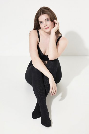 Ulla Popken 833809 Καλσόν με animal print Μαύρο - Καλσόν & κάλτσες - 