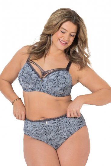 Ulla Popken 835633 Κυλοτάκια με animal print Ανθρακί - Κυλοτάκια - 