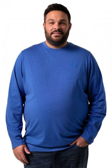 Men+ 313 Μπλουζάκι με μακρύ μανίκι bellyfit Μπλε κοβαλτίου - Μακό μπλουζάκια - Aνδρικά μπλουζεσ μεγάλα μεγέθη