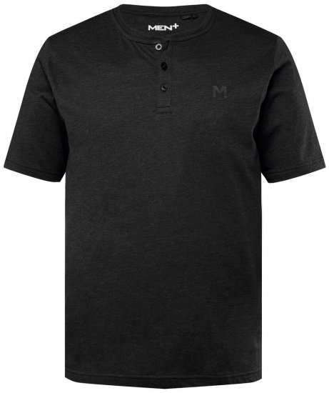 Men+ 365 Μπλούζα Henley Μαύρο - Μακό μπλουζάκια - Aνδρικά μπλουζεσ μεγάλα μεγέθη