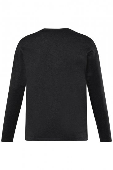 Men+ 383 Μπλούζα Henley με μακρύ μανίκι Μαύρο - Μακό μπλουζάκια - Aνδρικά μπλουζεσ μεγάλα μεγέθη