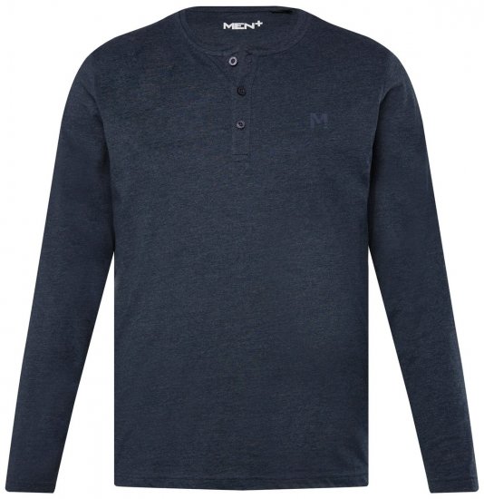 Men+ 383 Μπλούζα Henley με μακρύ μανίκι Σκούρο μπλε - Μακό μπλουζάκια - Aνδρικά μπλουζεσ μεγάλα μεγέθη