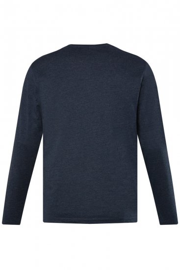 Men+ 383 Μπλούζα Henley με μακρύ μανίκι Σκούρο μπλε - Μακό μπλουζάκια - Aνδρικά μπλουζεσ μεγάλα μεγέθη