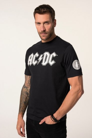 JP1880 AC/DC Classic Logo Band T-Shirt Black - Μακό μπλουζάκια - Aνδρικά μπλουζεσ μεγάλα μεγέθη