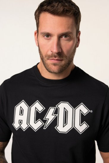 JP1880 AC/DC Classic Logo Band T-Shirt Black - Μακό μπλουζάκια - Aνδρικά μπλουζεσ μεγάλα μεγέθη
