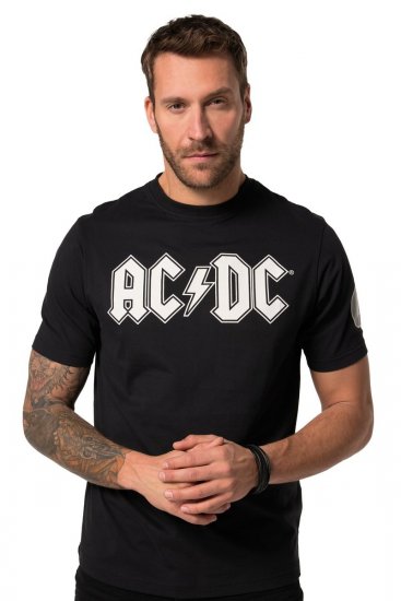 JP1880 AC/DC Classic Logo Band T-Shirt Black - Μακό μπλουζάκια - Aνδρικά μπλουζεσ μεγάλα μεγέθη