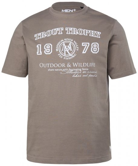 Men+ 424 Μπλουζάκι Trout Trophy Γκριζοκαφέ - Μακό μπλουζάκια - Aνδρικά μπλουζεσ μεγάλα μεγέθη