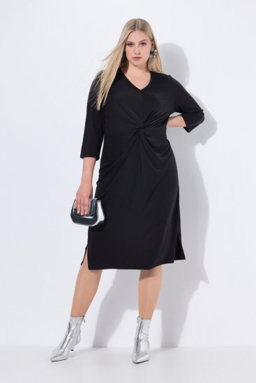 Ulla Popken 836514 Μίντι φόρεμα με μανίκια 3/4 Μαύρο - Μίντι φορέματα - Γυναικεία Midi Φορέματα σε Μεγάλα Μεγέθη