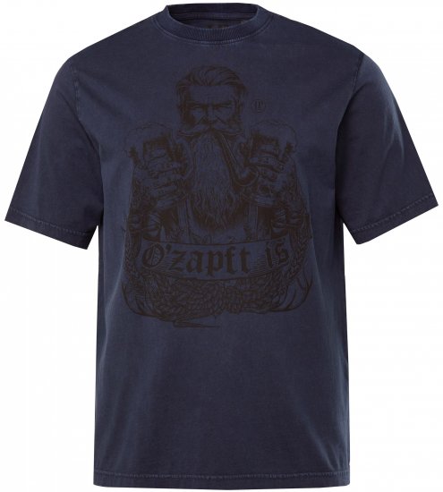 JP1880 O’zapft is! Design Vintage Look T-Shirt Navy Blue - Μακό μπλουζάκια - Aνδρικά μπλουζεσ μεγάλα μεγέθη