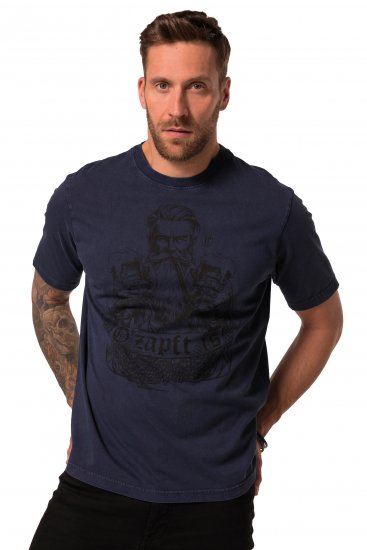 JP1880 O’zapft is! Design Vintage Look T-Shirt Navy Blue - Μακό μπλουζάκια - Aνδρικά μπλουζεσ μεγάλα μεγέθη