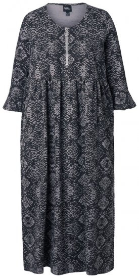 Ulla Popken 839518 Φόρεμα με animal print και μανίκια 3/4 Ανθρακί - Μάξι φορέματα - Maxi Φορέματα σε Μεγάλα Μεγέθη