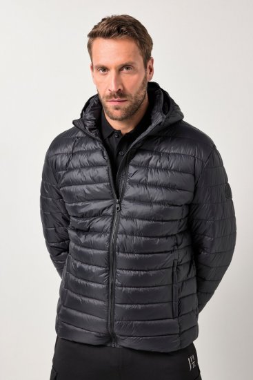 JAY-PI Lightly Quilted Jacket with a Hoodie Black - Μπουφάν - Aνδρικά μπουφαν μεγάλα μεγέθη