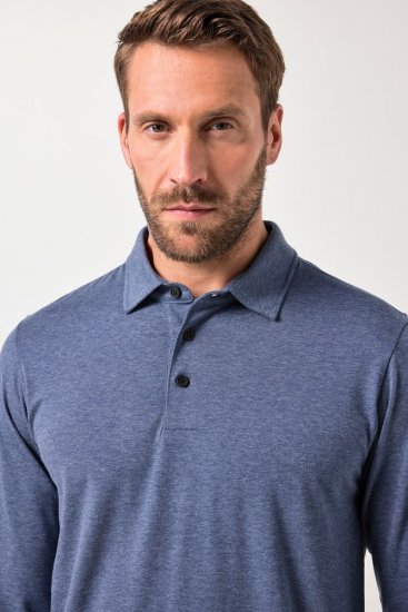 JAY-PI Quickdry Polo Long Sleeve Blue - Πόλο μπλουζάκια - Aνδρικά μπλουζακια πολο μεγάλα μεγέθη
