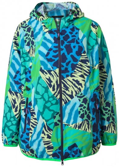 Ulla Popken 840024 Αδιάβροχο μπουφάν με animal print Πράσινο της μέντας - Αδιάβροχα - 